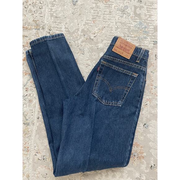 Vintage 90s Levis 550 High Waist Jeans Red Tab Tapered Dark Wash Mom Denim - Picture 3 of 11